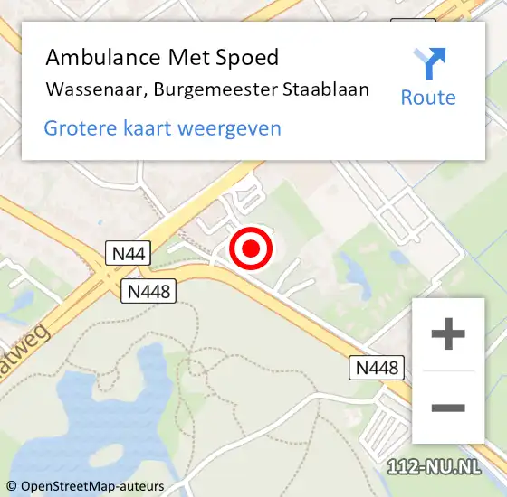 Locatie op kaart van de 112 melding: Ambulance Met Spoed Naar Wassenaar, Burgemeester Staablaan op 28 mei 2022 11:28