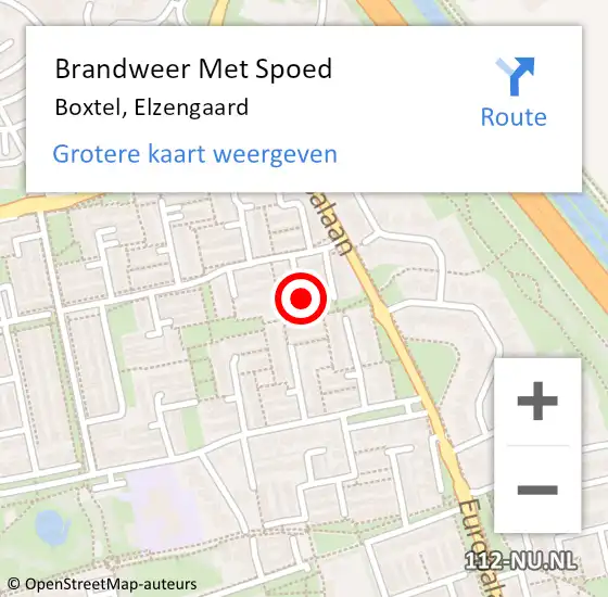 Locatie op kaart van de 112 melding: Brandweer Met Spoed Naar Boxtel, Elzengaard op 28 mei 2022 11:38