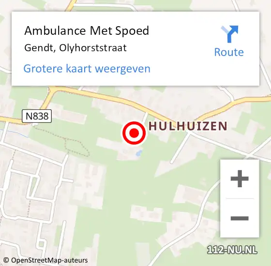 Locatie op kaart van de 112 melding: Ambulance Met Spoed Naar Gendt, Olyhorststraat op 28 mei 2022 11:43