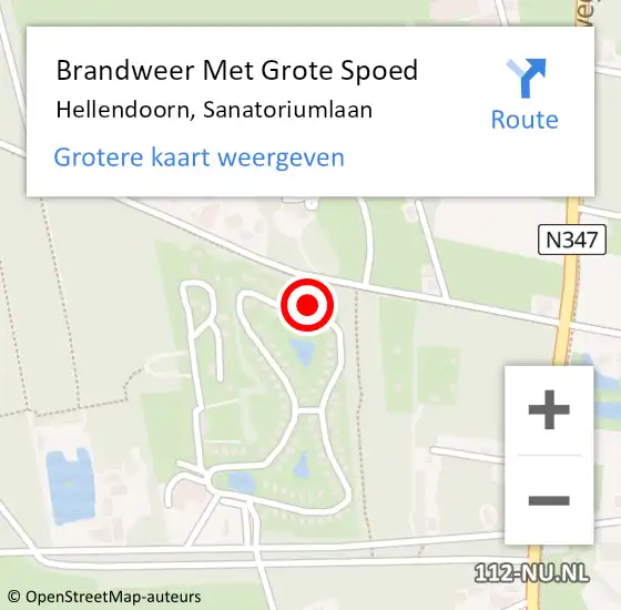 Locatie op kaart van de 112 melding: Brandweer Met Grote Spoed Naar Hellendoorn, Sanatoriumlaan op 28 mei 2022 11:46