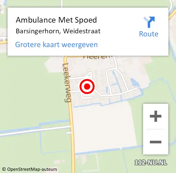 Locatie op kaart van de 112 melding: Ambulance Met Spoed Naar Barsingerhorn, Weidestraat op 18 juli 2014 15:34