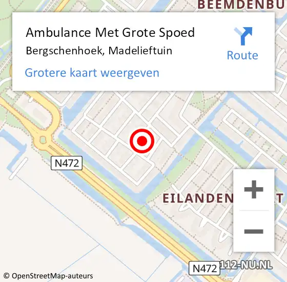 Locatie op kaart van de 112 melding: Ambulance Met Grote Spoed Naar Bergschenhoek, Madelieftuin op 28 mei 2022 12:25