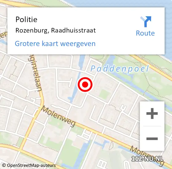 Locatie op kaart van de 112 melding: Politie Rozenburg, Raadhuisstraat op 28 mei 2022 12:28