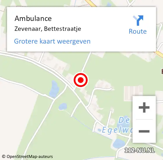 Locatie op kaart van de 112 melding: Ambulance Zevenaar, Bettestraatje op 18 juli 2014 15:38