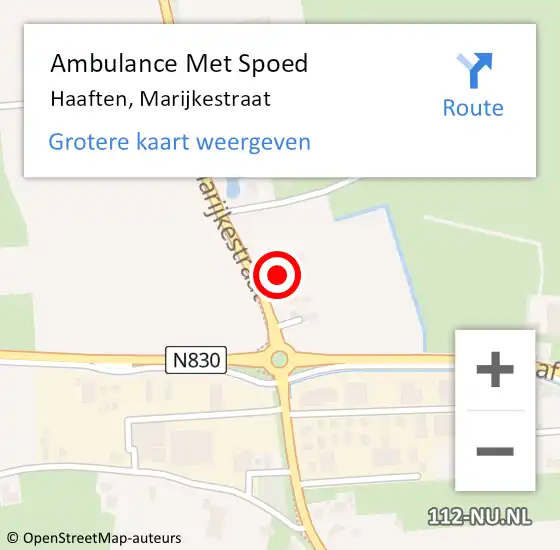 Locatie op kaart van de 112 melding: Ambulance Met Spoed Naar Haaften, Marijkestraat op 28 mei 2022 12:41