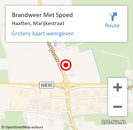 Locatie op kaart van de 112 melding: Brandweer Met Spoed Naar Haaften, Marijkestraat op 28 mei 2022 12:46