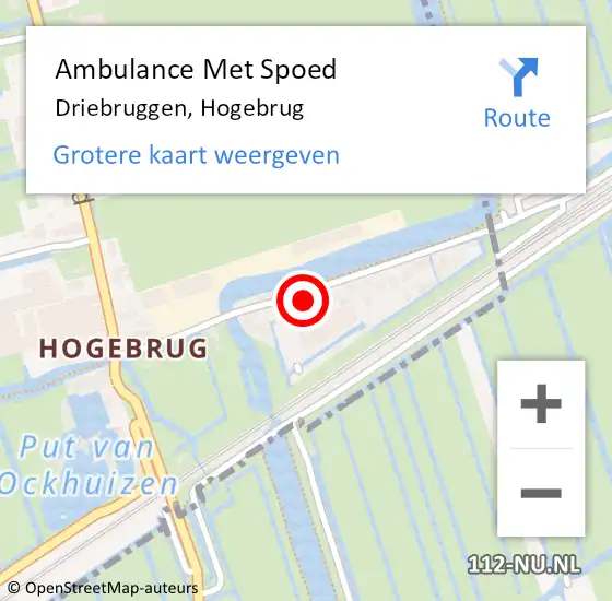 Locatie op kaart van de 112 melding: Ambulance Met Spoed Naar Driebruggen, Hogebrug op 28 mei 2022 12:50