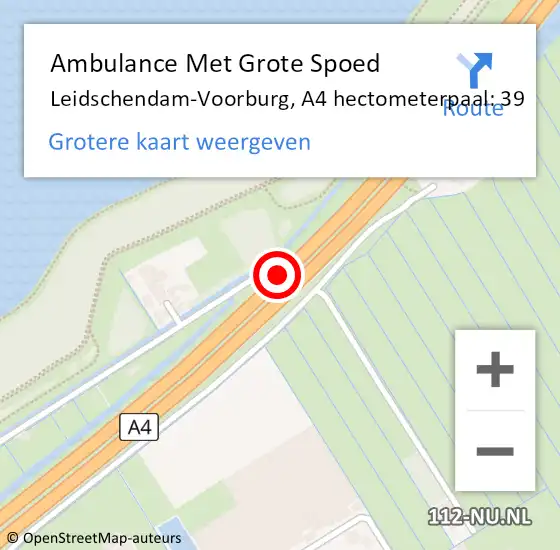 Locatie op kaart van de 112 melding: Ambulance Met Grote Spoed Naar Leidschendam-Voorburg, A4 hectometerpaal: 39 op 28 mei 2022 12:54