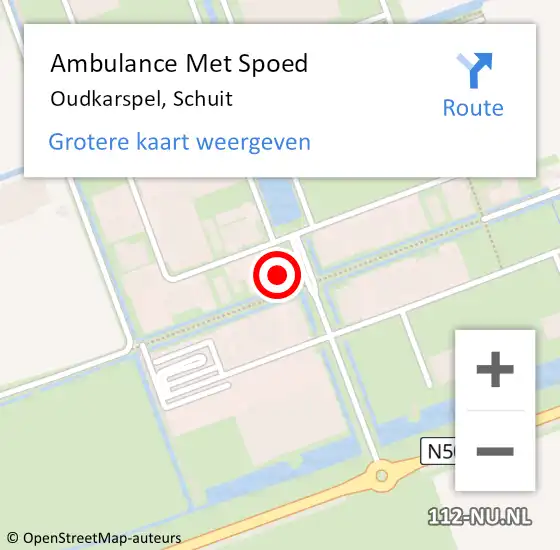 Locatie op kaart van de 112 melding: Ambulance Met Spoed Naar Oudkarspel, Schuit op 28 mei 2022 13:15