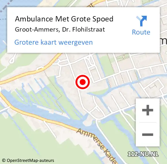 Locatie op kaart van de 112 melding: Ambulance Met Grote Spoed Naar Groot-Ammers, Dr. Flohilstraat op 28 mei 2022 13:18