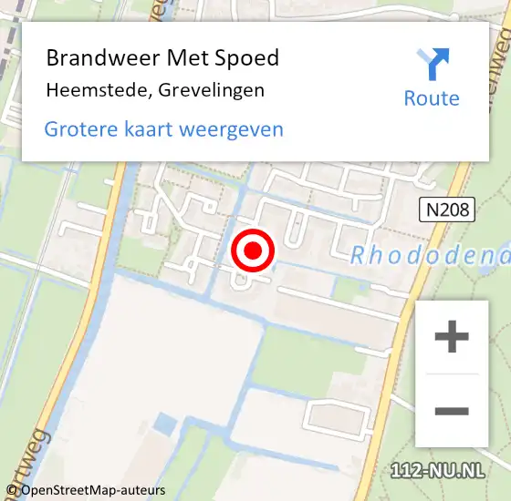 Locatie op kaart van de 112 melding: Brandweer Met Spoed Naar Heemstede, Grevelingen op 28 mei 2022 13:22