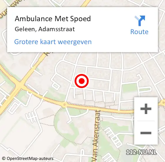 Locatie op kaart van de 112 melding: Ambulance Met Spoed Naar Geleen, Adamsstraat op 28 mei 2022 13:51