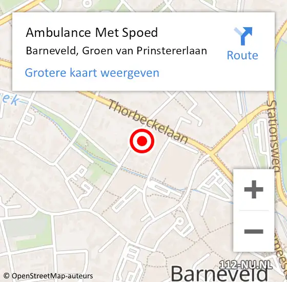 Locatie op kaart van de 112 melding: Ambulance Met Spoed Naar Barneveld, Groen van Prinstererlaan op 28 mei 2022 13:53