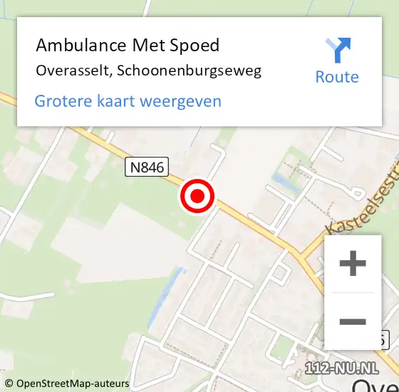 Locatie op kaart van de 112 melding: Ambulance Met Spoed Naar Overasselt, Schoonenburgseweg op 28 mei 2022 14:16