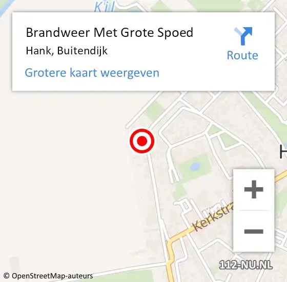 Locatie op kaart van de 112 melding: Brandweer Met Grote Spoed Naar Hank, Buitendijk op 28 mei 2022 14:37