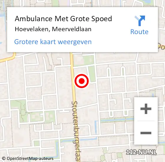 Locatie op kaart van de 112 melding: Ambulance Met Grote Spoed Naar Hoevelaken, Meerveldlaan op 28 mei 2022 14:47