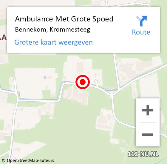 Locatie op kaart van de 112 melding: Ambulance Met Grote Spoed Naar Bennekom, Krommesteeg op 28 mei 2022 14:55