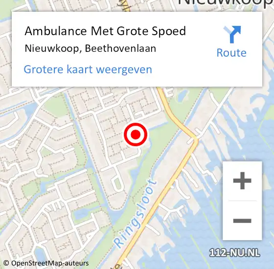 Locatie op kaart van de 112 melding: Ambulance Met Grote Spoed Naar Nieuwkoop, Beethovenlaan op 28 mei 2022 15:06