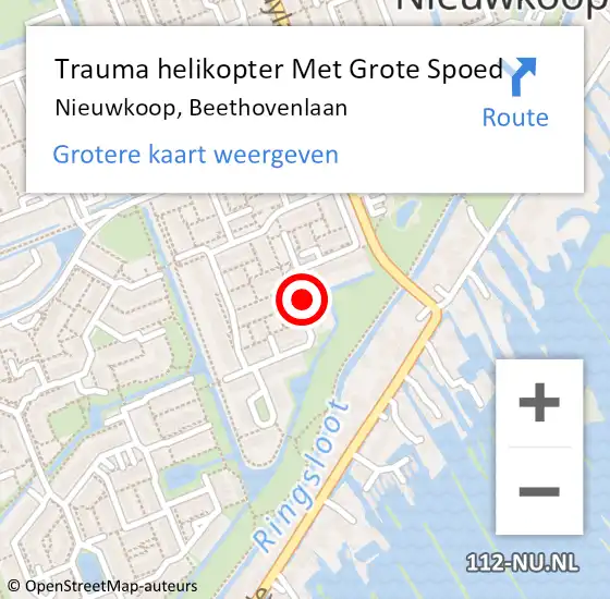 Locatie op kaart van de 112 melding: Trauma helikopter Met Grote Spoed Naar Nieuwkoop, Beethovenlaan op 28 mei 2022 15:08