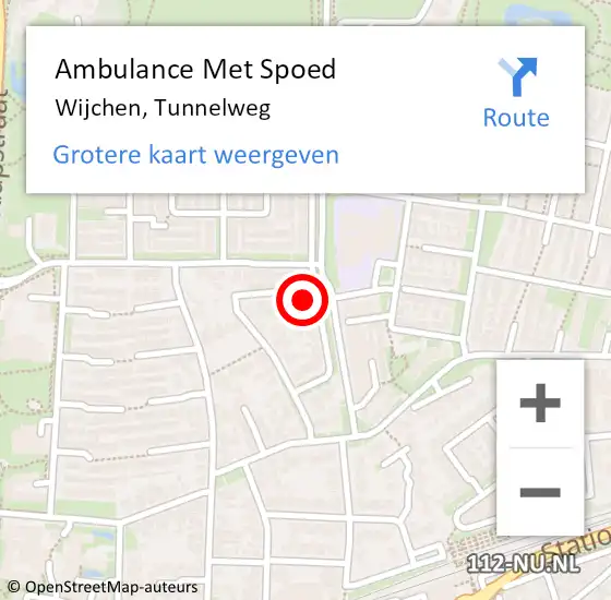 Locatie op kaart van de 112 melding: Ambulance Met Spoed Naar Wijchen, Tunnelweg op 28 mei 2022 15:13