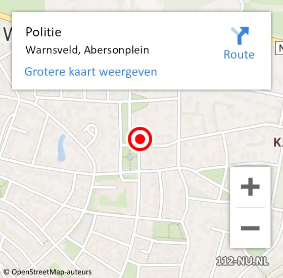 Locatie op kaart van de 112 melding: Politie Warnsveld, Abersonplein op 28 mei 2022 15:44