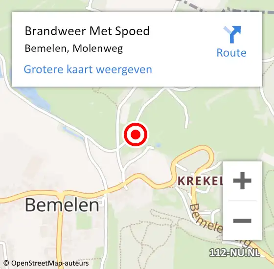 Locatie op kaart van de 112 melding: Brandweer Met Spoed Naar Bemelen, Molenweg op 28 mei 2022 15:45