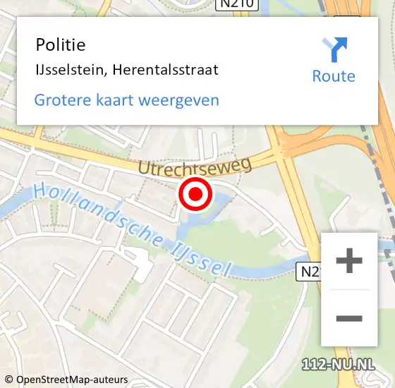 Locatie op kaart van de 112 melding: Politie IJsselstein, Herentalsstraat op 28 mei 2022 15:57