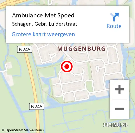 Locatie op kaart van de 112 melding: Ambulance Met Spoed Naar Schagen, Gebr. Luiderstraat op 28 mei 2022 16:10