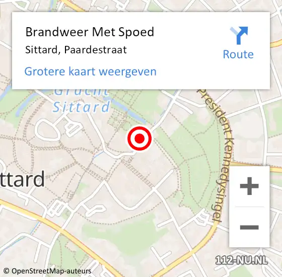 Locatie op kaart van de 112 melding: Brandweer Met Spoed Naar Sittard, Paardestraat op 28 mei 2022 16:37