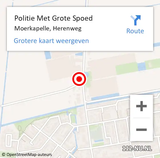 Locatie op kaart van de 112 melding: Politie Met Grote Spoed Naar Moerkapelle, Herenweg op 28 mei 2022 16:40