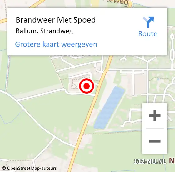 Locatie op kaart van de 112 melding: Brandweer Met Spoed Naar Ballum, Strandweg op 28 mei 2022 17:01