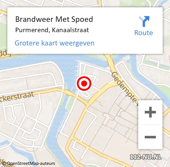 Locatie op kaart van de 112 melding: Brandweer Met Spoed Naar Purmerend, Kanaalstraat op 28 mei 2022 17:05