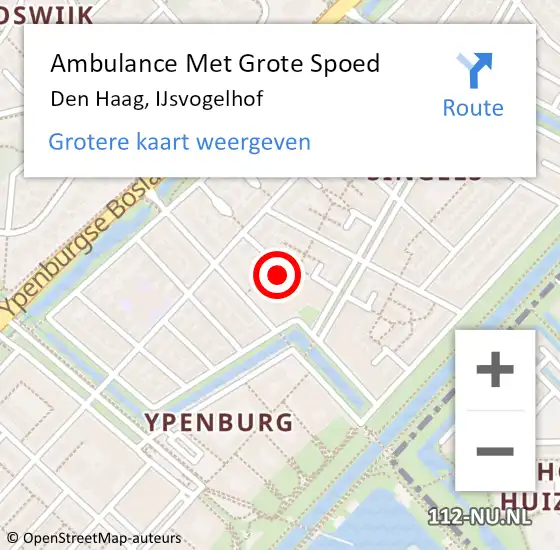 Locatie op kaart van de 112 melding: Ambulance Met Grote Spoed Naar Den Haag, IJsvogelhof op 28 mei 2022 17:08
