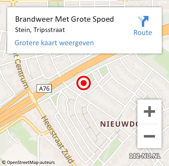 Locatie op kaart van de 112 melding: Brandweer Met Grote Spoed Naar Stein, Tripsstraat op 28 mei 2022 17:13