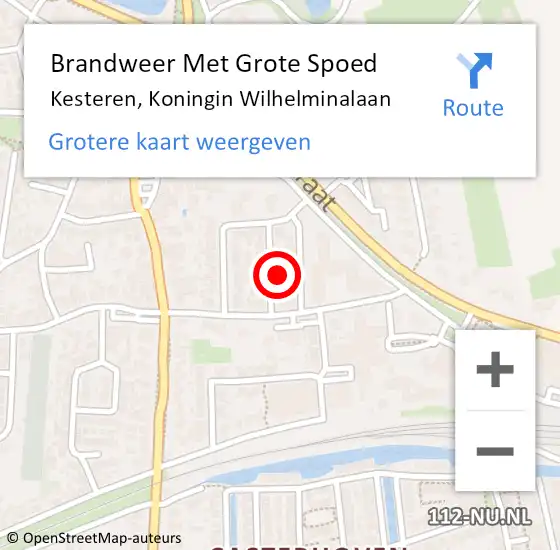 Locatie op kaart van de 112 melding: Brandweer Met Grote Spoed Naar Kesteren, Koningin Wilhelminalaan op 28 mei 2022 17:15