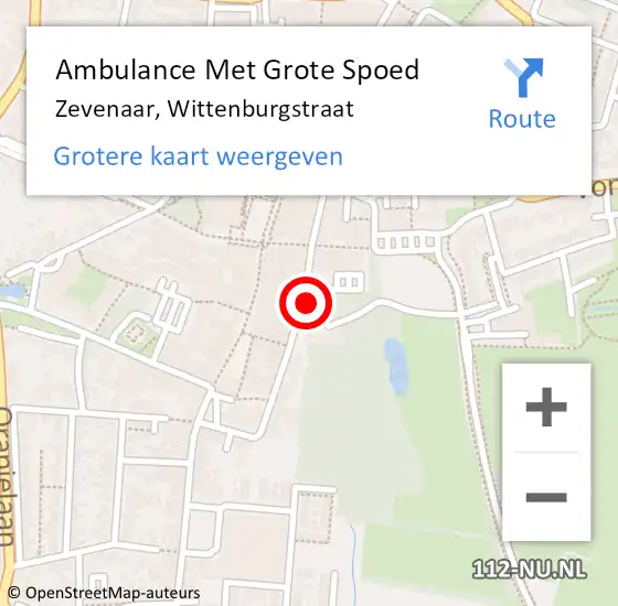 Locatie op kaart van de 112 melding: Ambulance Met Grote Spoed Naar Zevenaar, Wittenburgstraat op 28 mei 2022 17:24