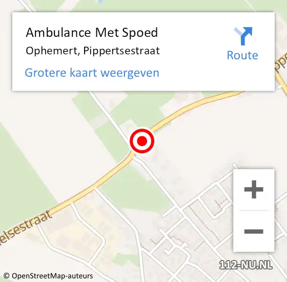 Locatie op kaart van de 112 melding: Ambulance Met Spoed Naar Ophemert, Pippertsestraat op 28 mei 2022 17:26