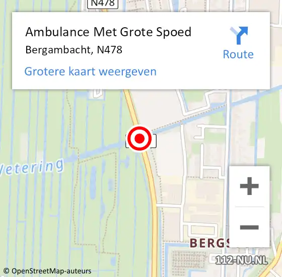 Locatie op kaart van de 112 melding: Ambulance Met Grote Spoed Naar Bergambacht, N478 op 18 juli 2014 15:54