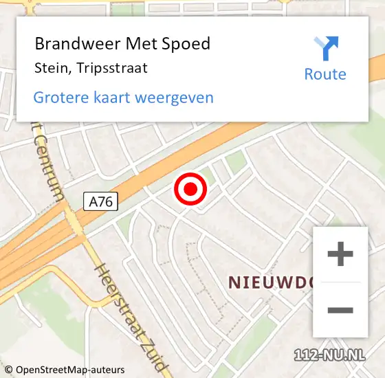 Locatie op kaart van de 112 melding: Brandweer Met Spoed Naar Stein, Tripsstraat op 28 mei 2022 17:44