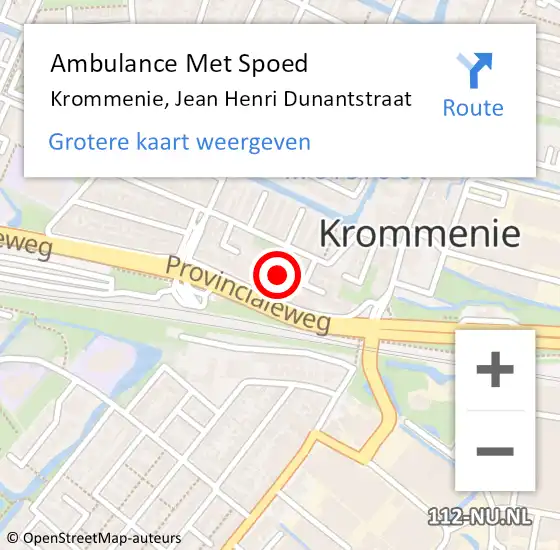 Locatie op kaart van de 112 melding: Ambulance Met Spoed Naar Krommenie, Jean Henri Dunantstraat op 28 mei 2022 17:55