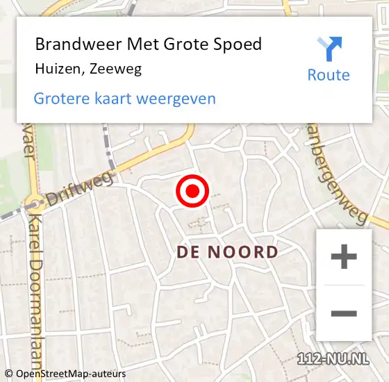 Locatie op kaart van de 112 melding: Brandweer Met Grote Spoed Naar Huizen, Zeeweg op 28 mei 2022 17:57