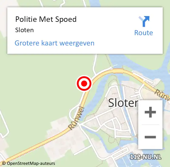 Locatie op kaart van de 112 melding: Politie Met Spoed Naar Sloten op 28 mei 2022 18:05