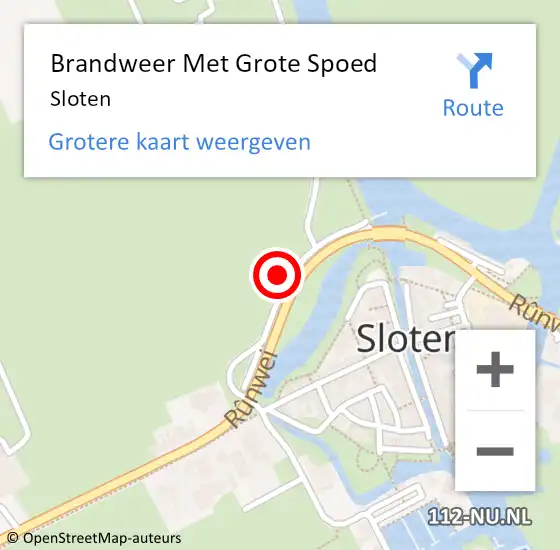 Locatie op kaart van de 112 melding: Brandweer Met Grote Spoed Naar Sloten op 28 mei 2022 18:05