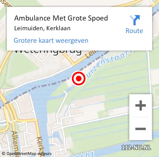 Locatie op kaart van de 112 melding: Ambulance Met Grote Spoed Naar Leimuiden, Kerklaan op 28 mei 2022 18:08