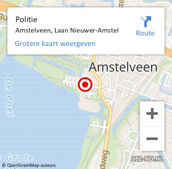 Locatie op kaart van de 112 melding: Politie Amstelveen, Laan Nieuwer-Amstel op 18 juli 2014 15:56