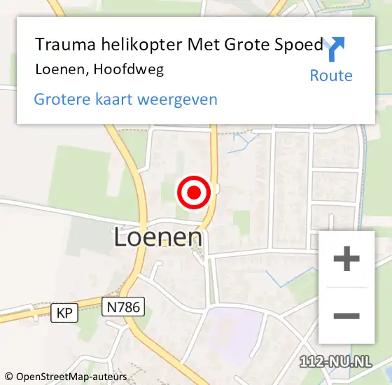 Locatie op kaart van de 112 melding: Trauma helikopter Met Grote Spoed Naar Loenen, Hoofdweg op 28 mei 2022 18:46