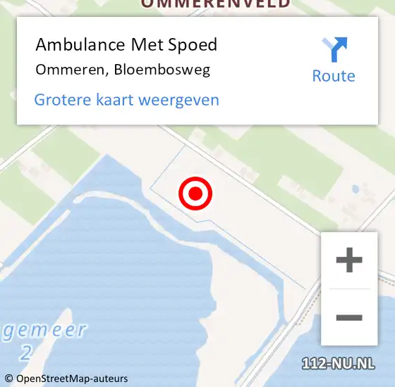 Locatie op kaart van de 112 melding: Ambulance Met Spoed Naar Ommeren, Bloembosweg op 28 mei 2022 19:04