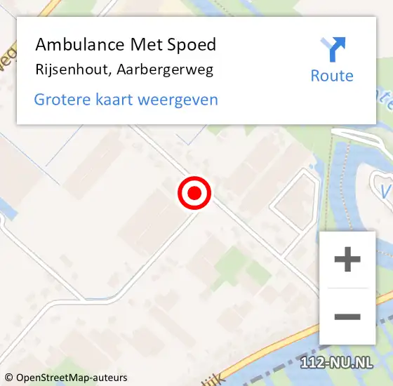 Locatie op kaart van de 112 melding: Ambulance Met Spoed Naar Rijsenhout, Aarbergerweg op 28 mei 2022 19:15