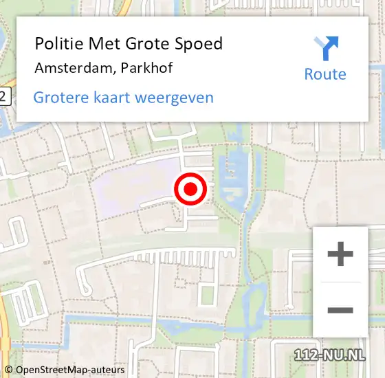 Locatie op kaart van de 112 melding: Politie Met Grote Spoed Naar Amsterdam-Zuidoost, Parkhof op 28 mei 2022 19:20