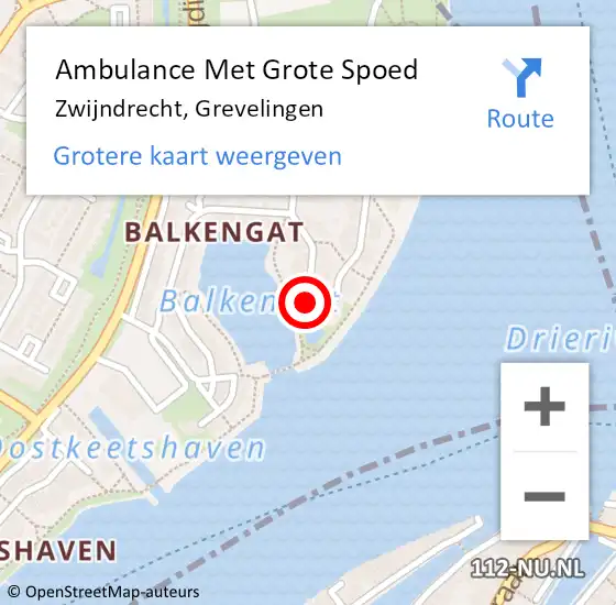 Locatie op kaart van de 112 melding: Ambulance Met Grote Spoed Naar Zwijndrecht, Grevelingen op 28 mei 2022 19:29